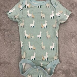 Blue Llama Print Baby Onesie